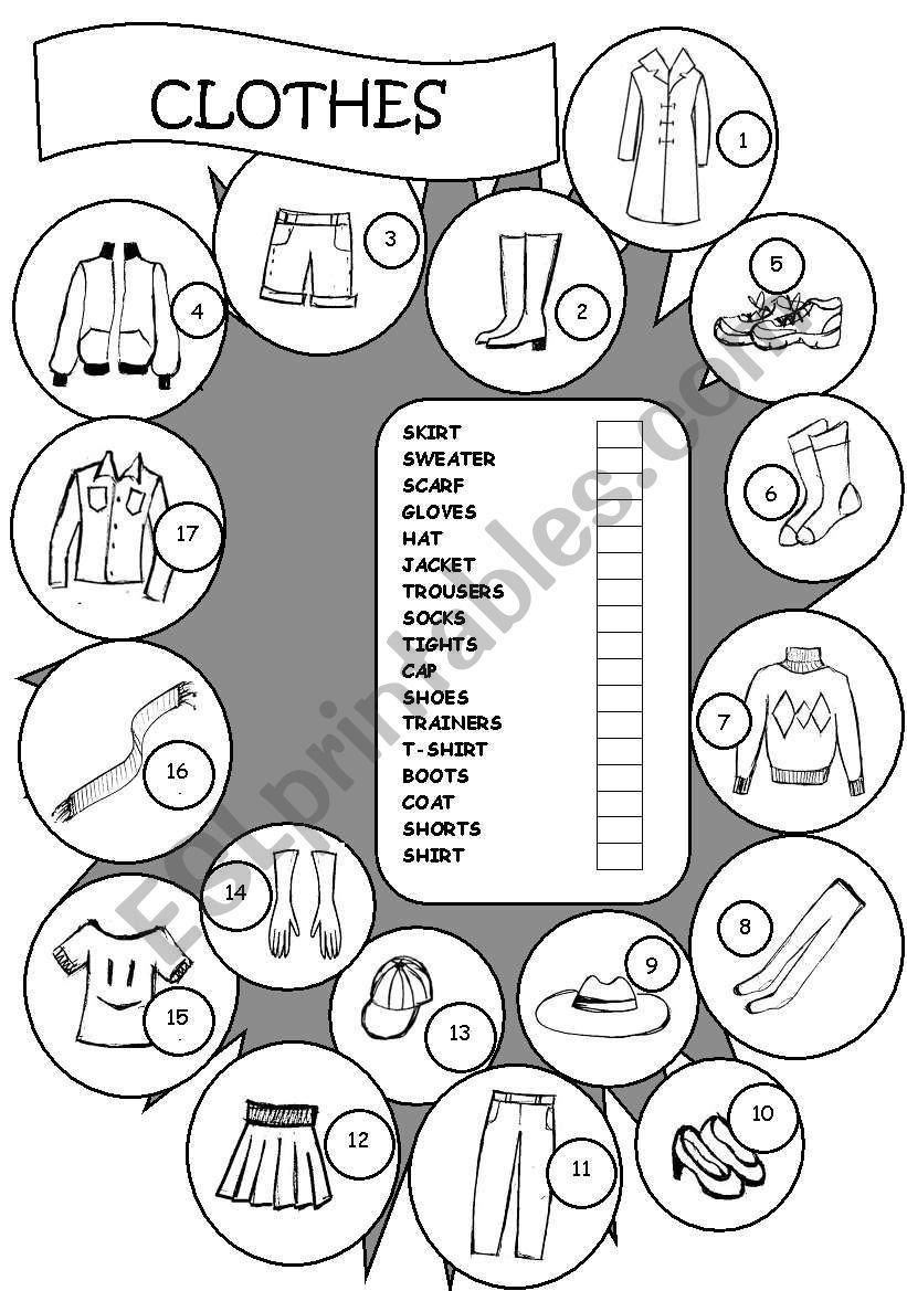 Clothes worksheet