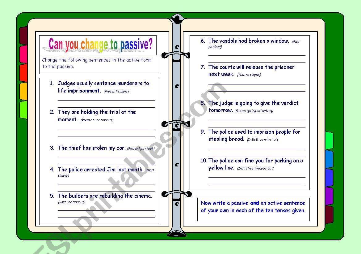 Active to passive in 10 forms - a writing exercise 