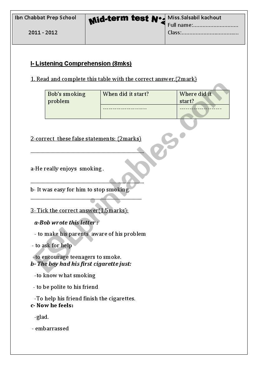 mid term test n2 worksheet