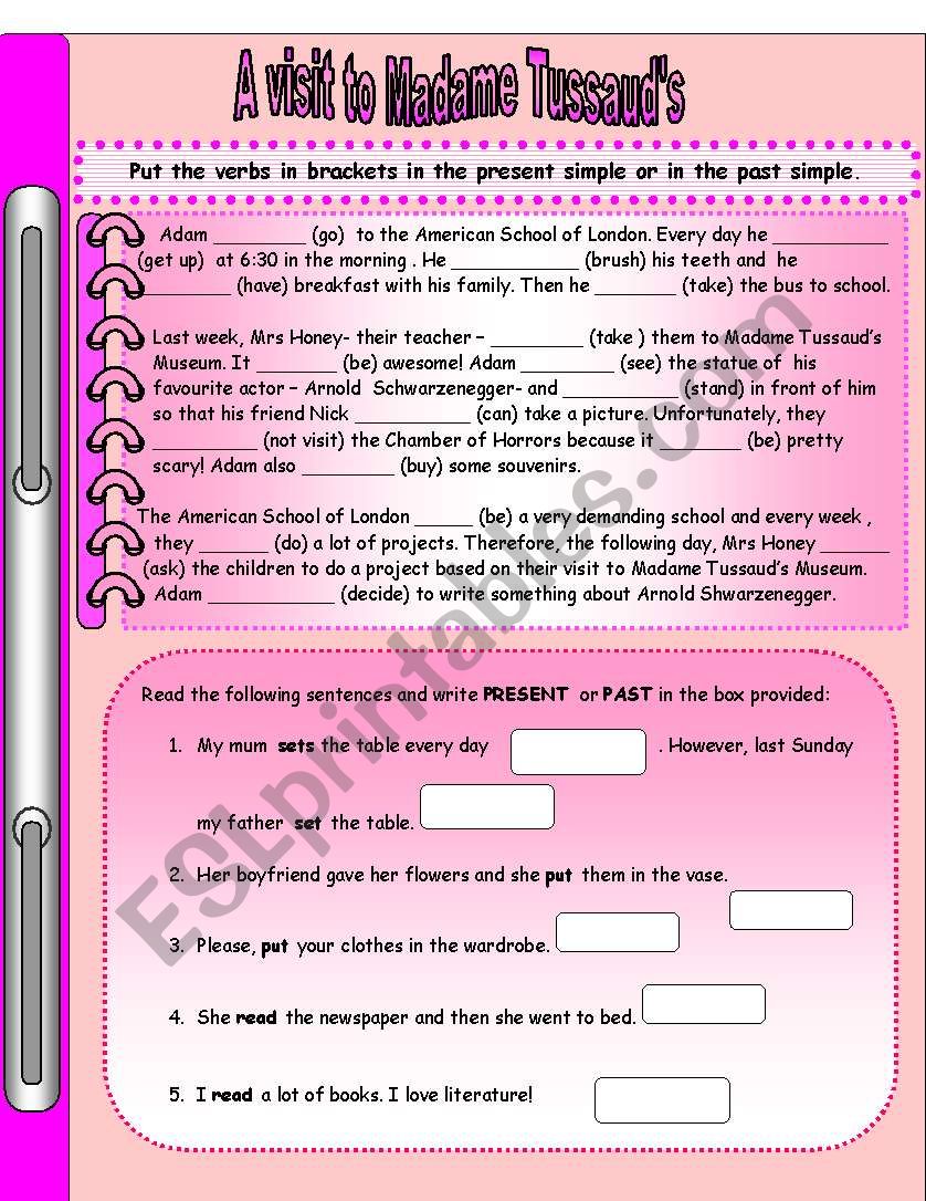 A VISIT TO MADAME TUSSAUDS worksheet