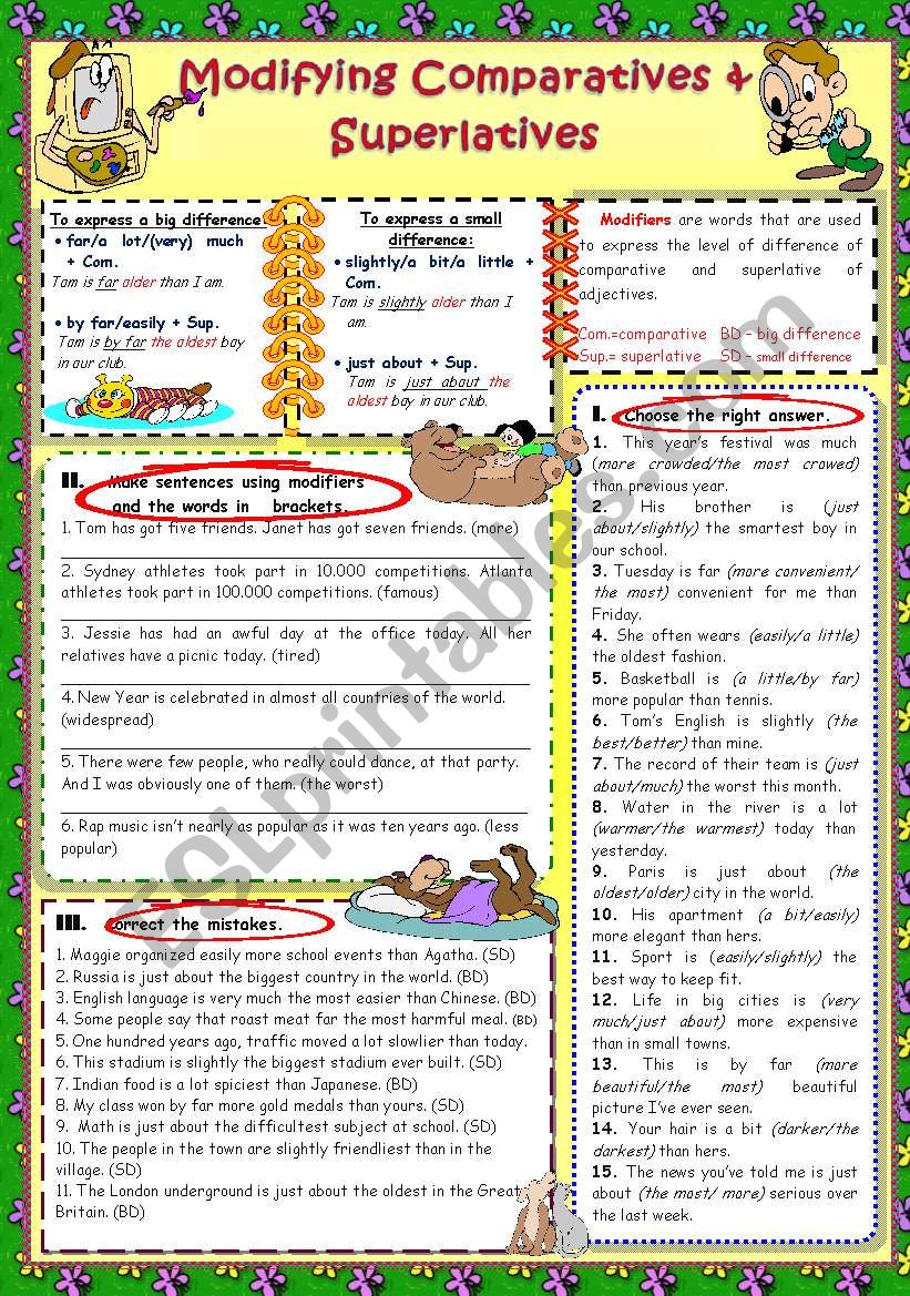 modifying-comparatives-superlatives-with-key-esl-worksheet-by