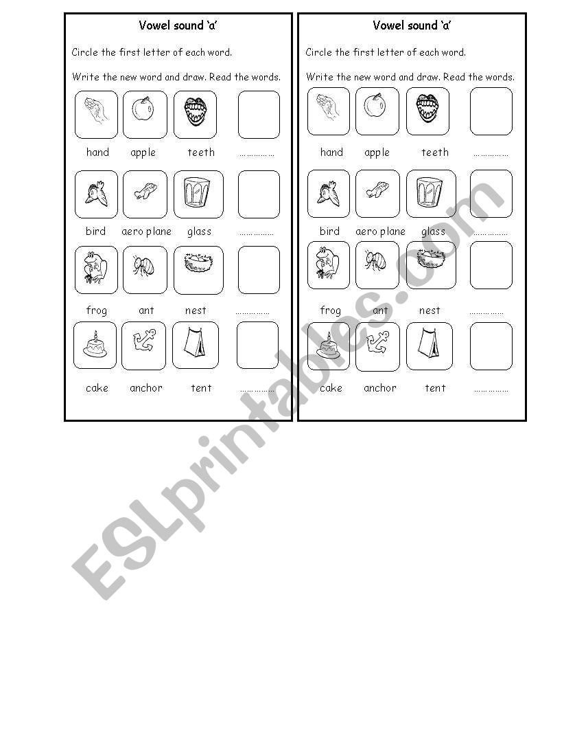 Phonics a worksheet