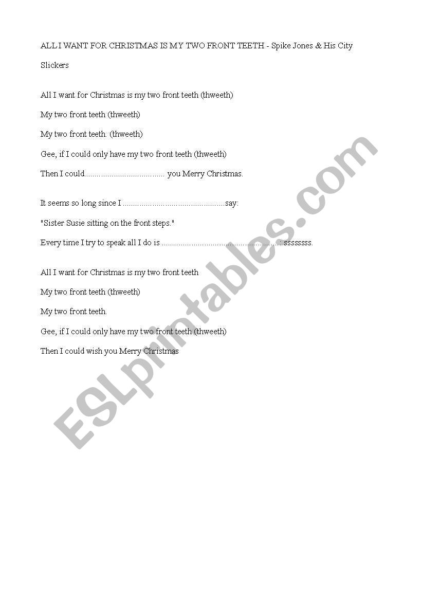 xmas song worksheet