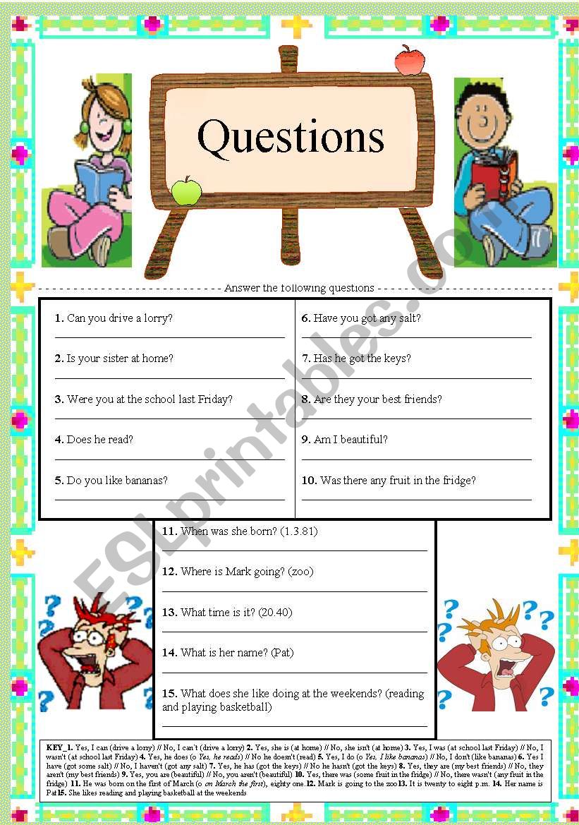 Questions worksheet