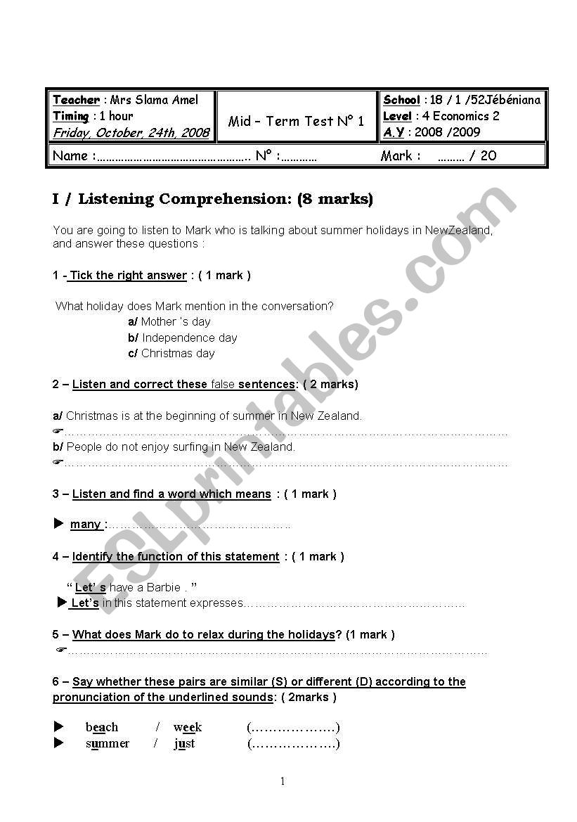 summer holidays worksheet