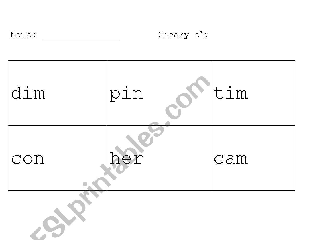 Sneaky es worksheet