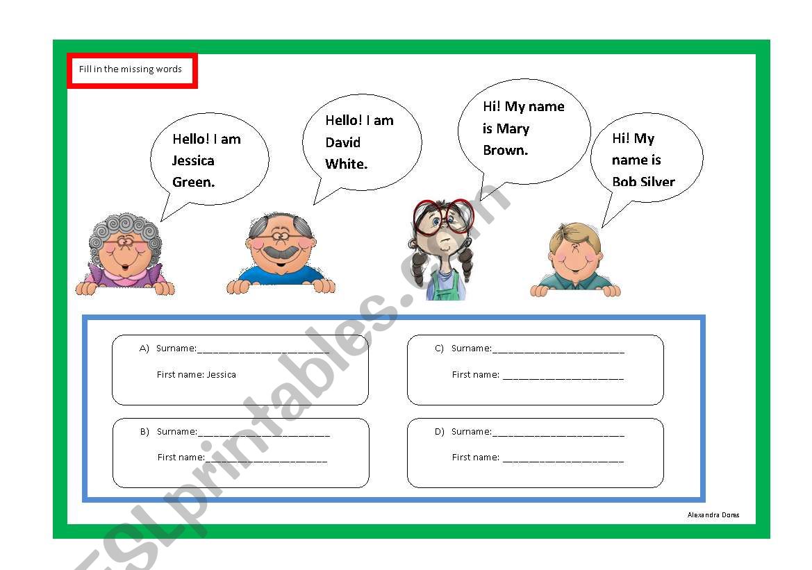 whats your name/surname? worksheet