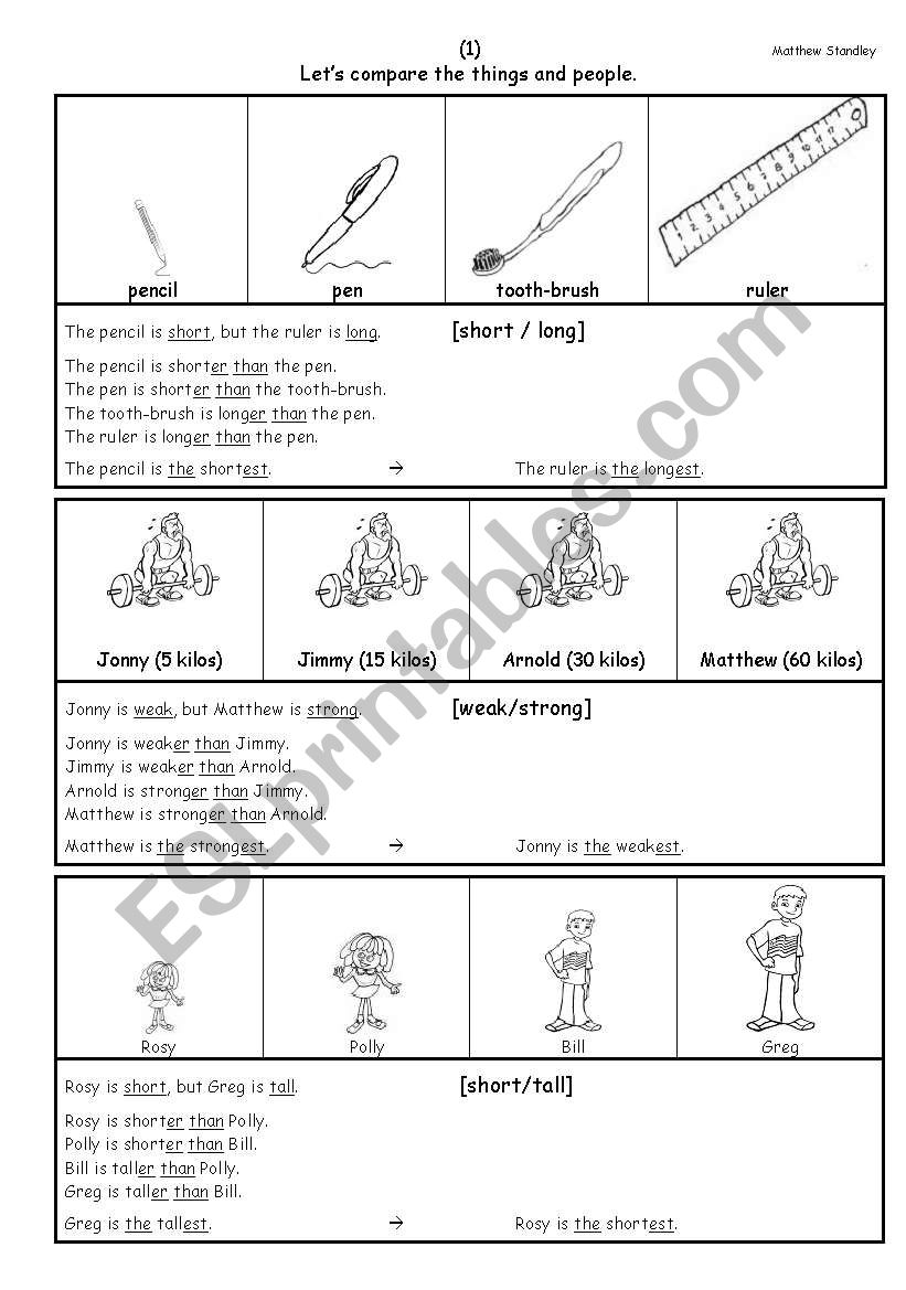 Adjectives - Comparatives - Comparing things and people - set 1