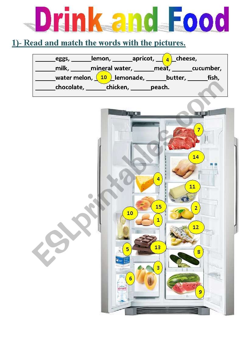 Drink and Food worksheet