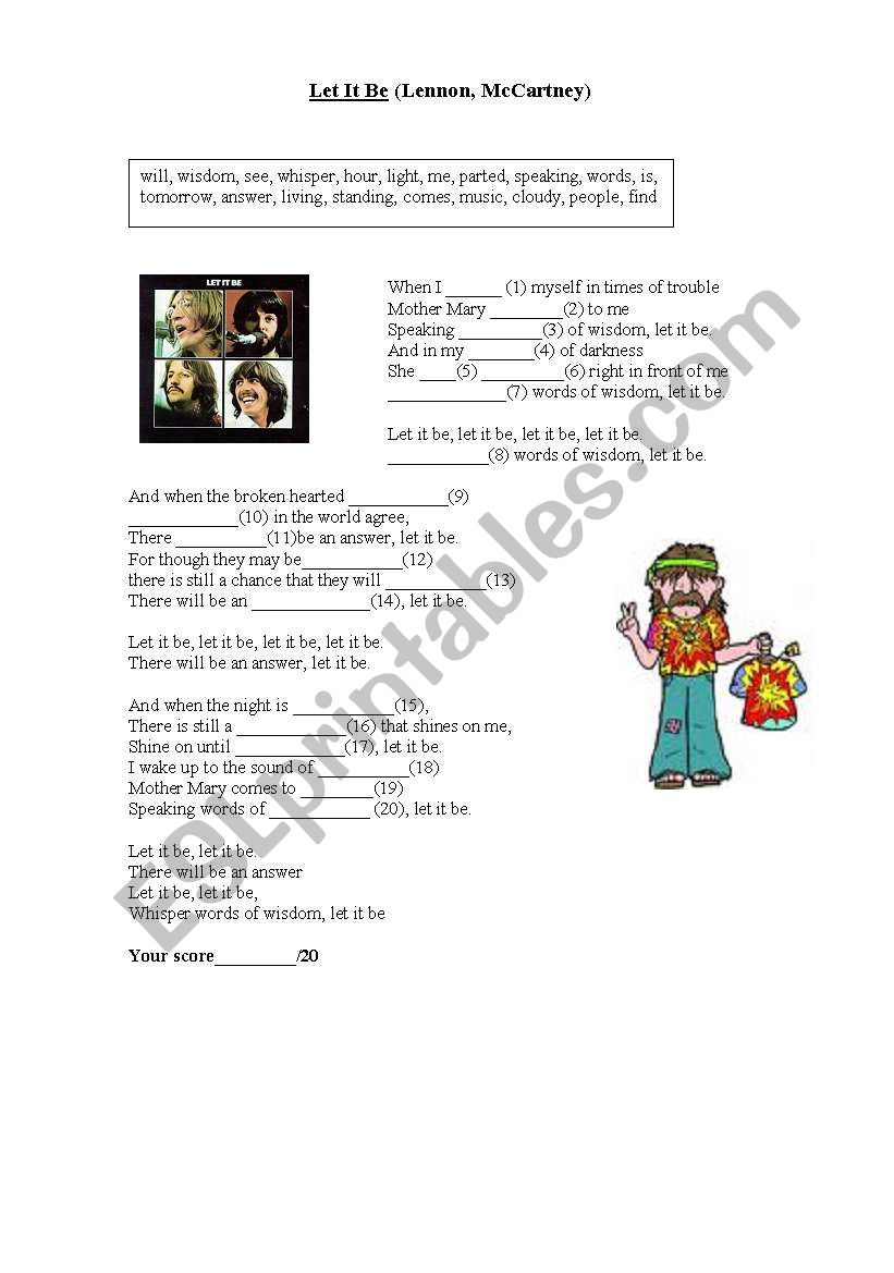 let it be - song worksheet