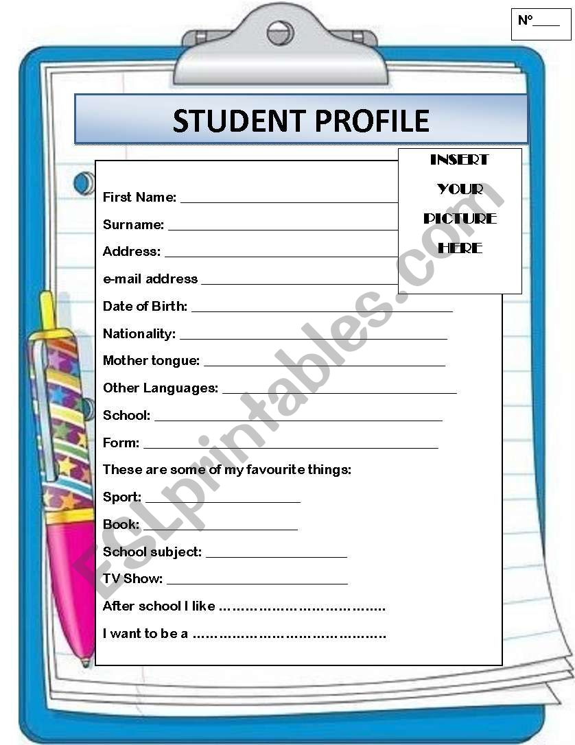 Student Profile worksheet