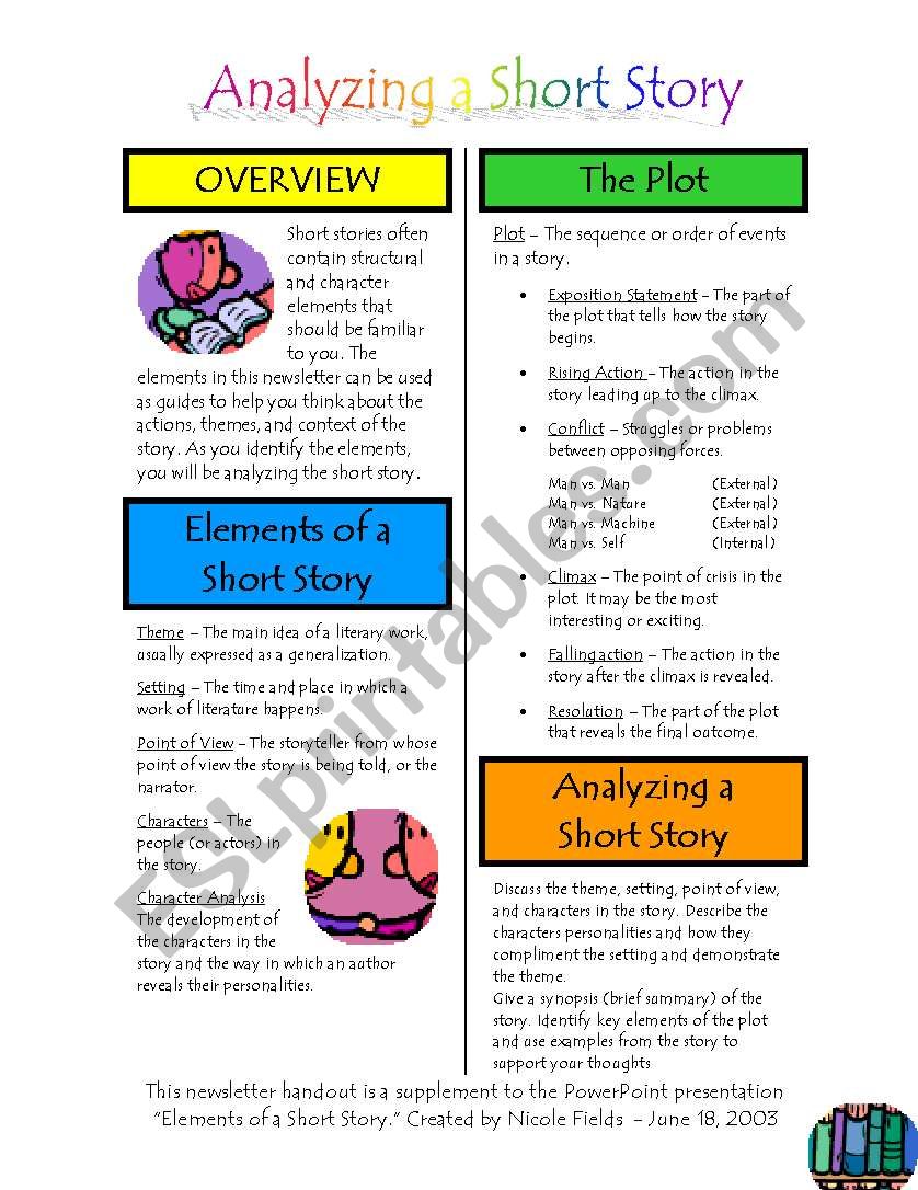 short story newsletter worksheet
