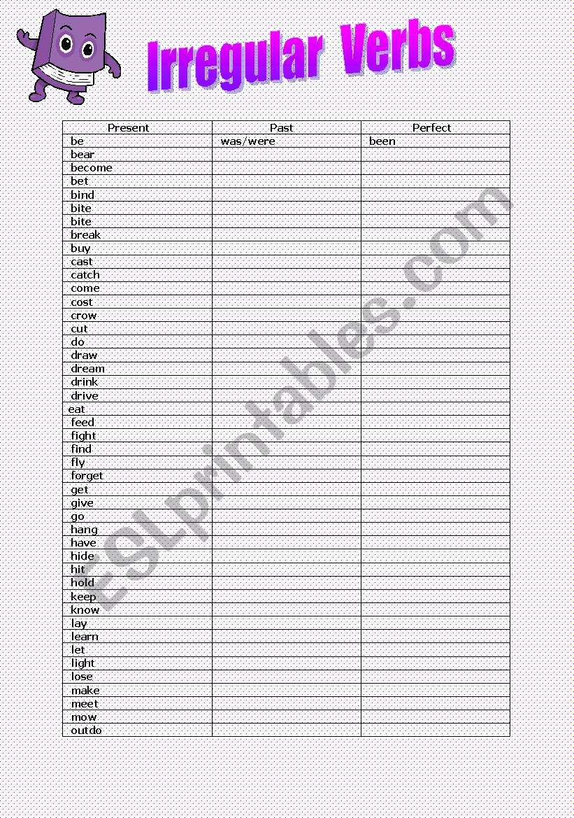 Irregular Verbs worksheet