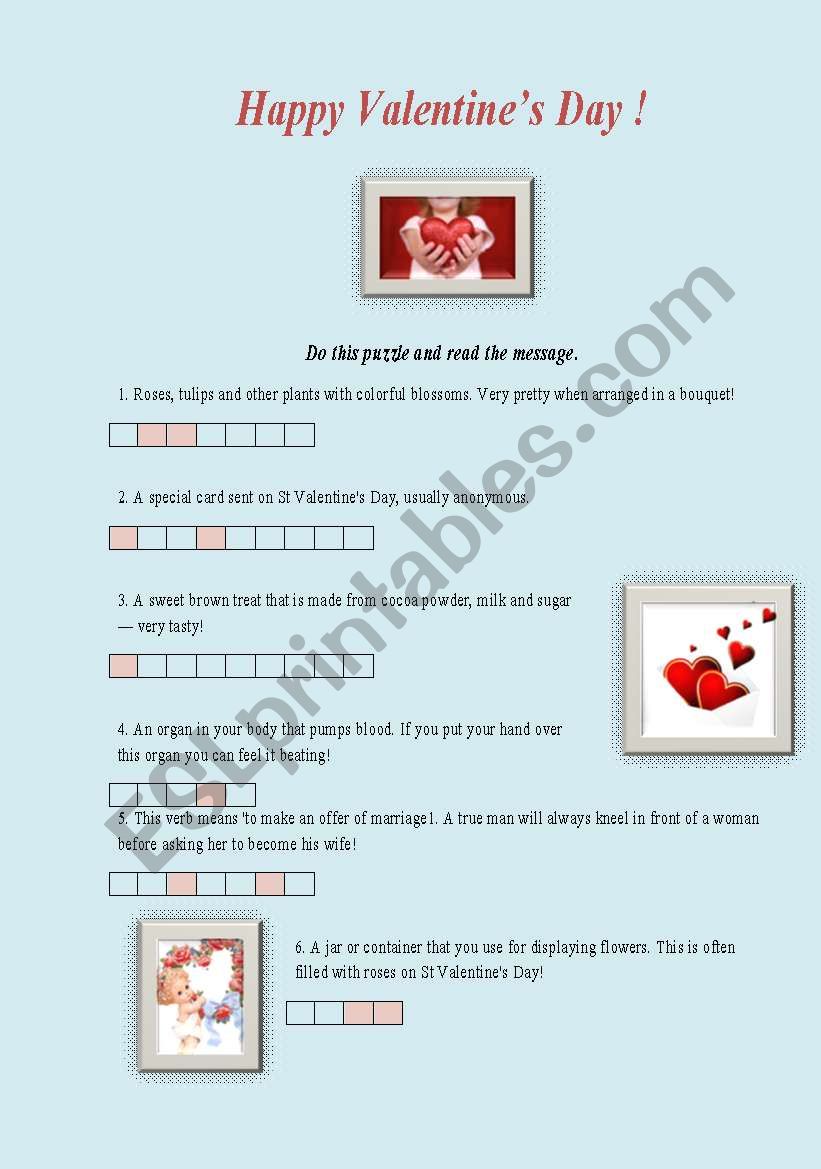 HAPPY VALENTINES DAY! worksheet