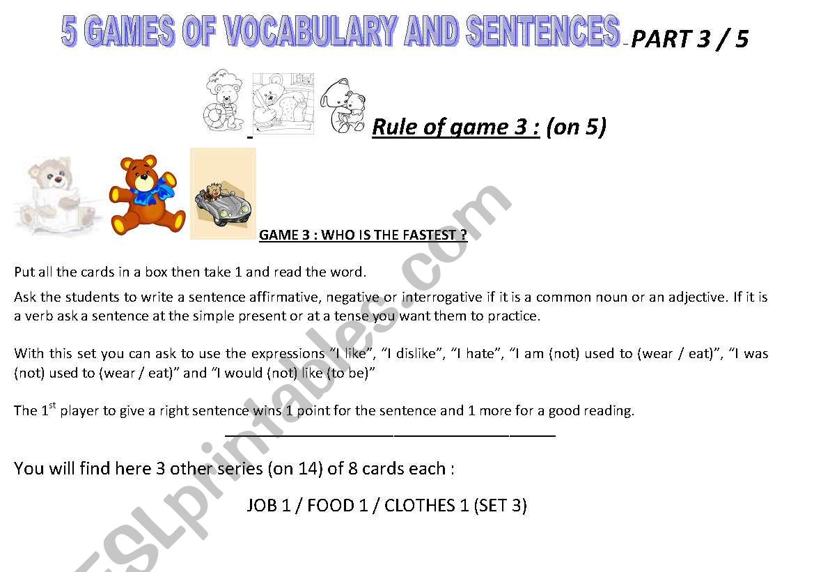 Games with words and sentences - Part 3 on 5.