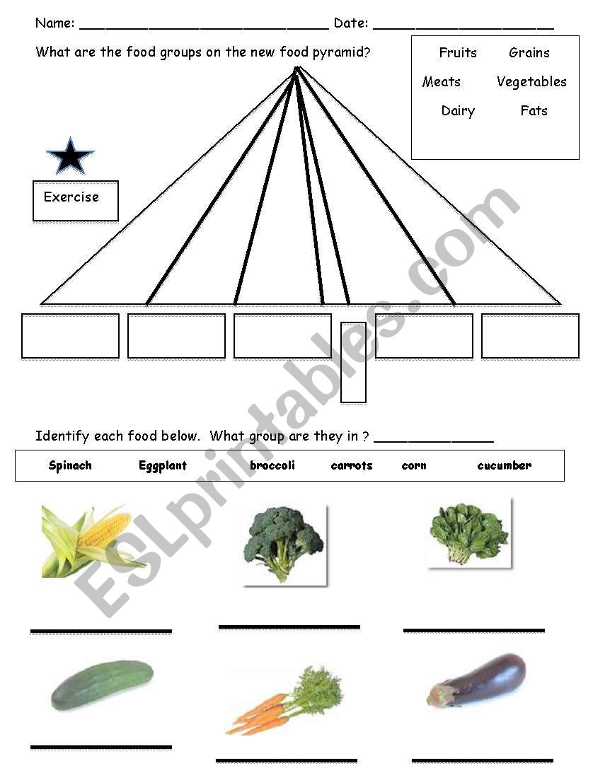 food pyramid vegetable worksheet