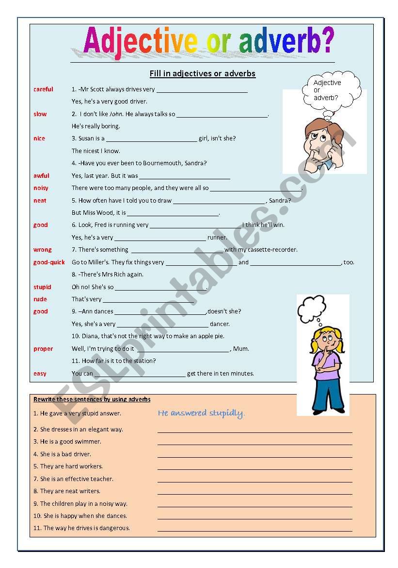 Adjective or adverb? worksheet