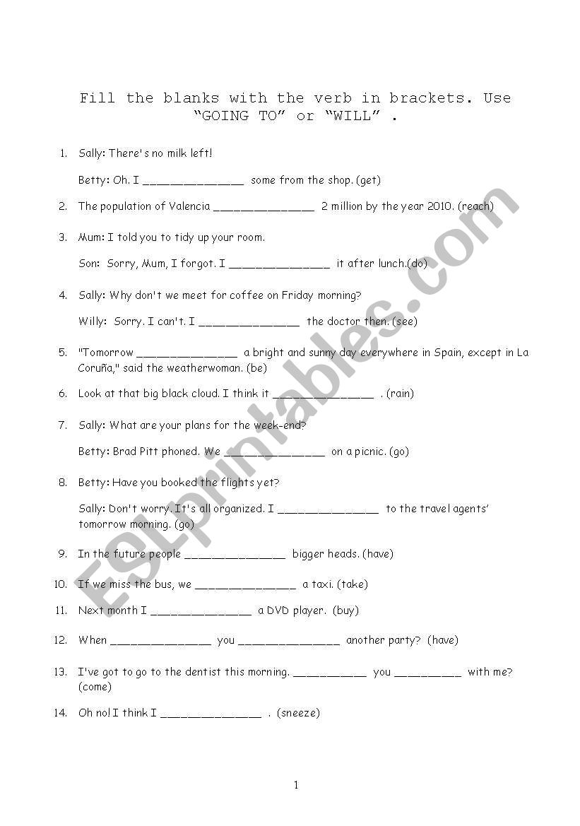 FIRST CONDITIONAL - FUTURE worksheet