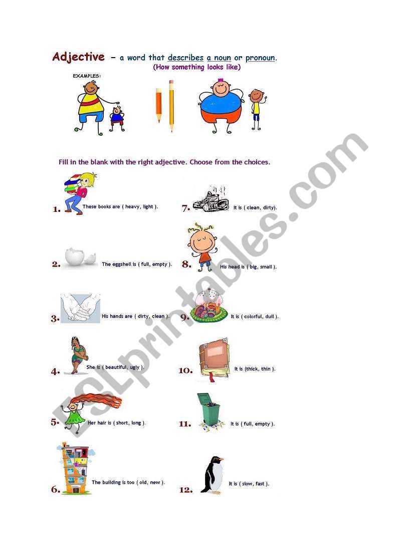 adjective worksheet
