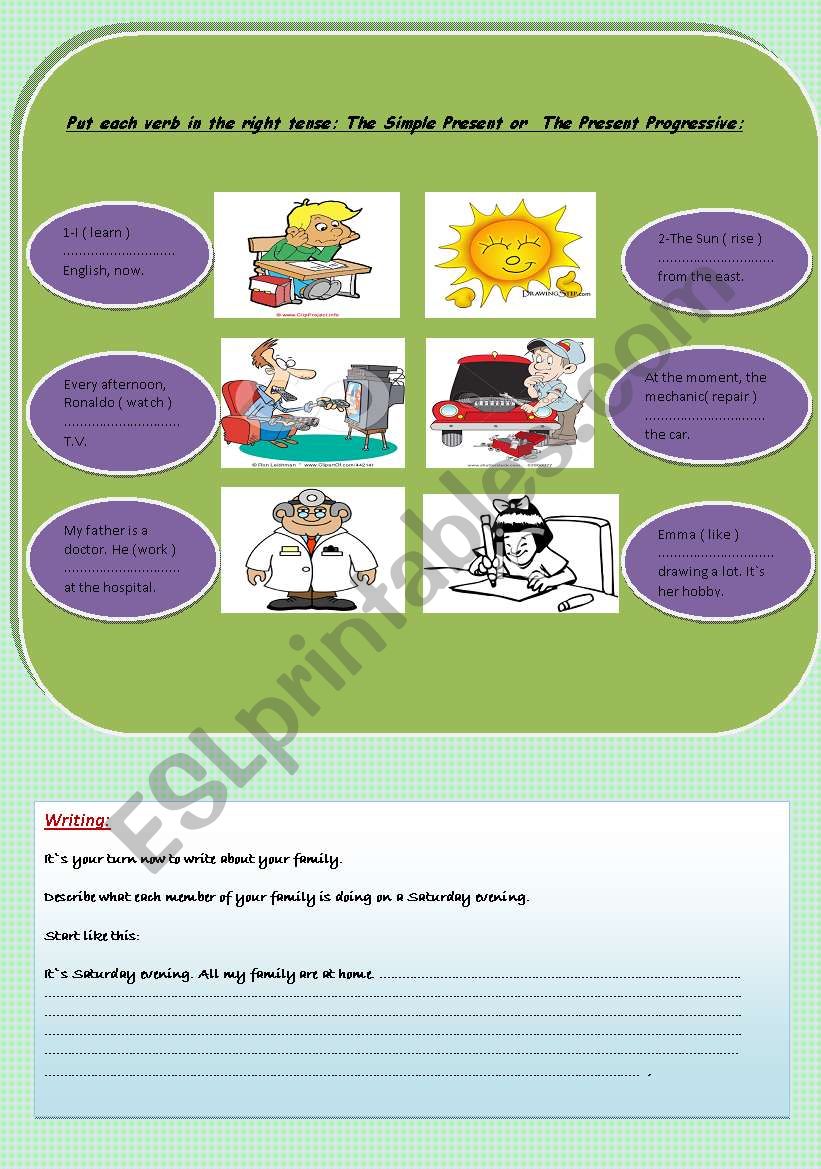 the simple present / the present continuous