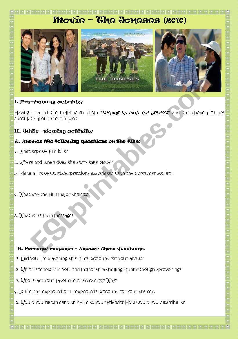 MOVIE THE JONESES-WS+KEY worksheet