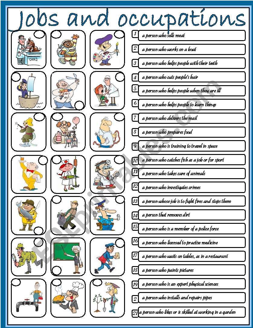 Jobs & occupations worksheet