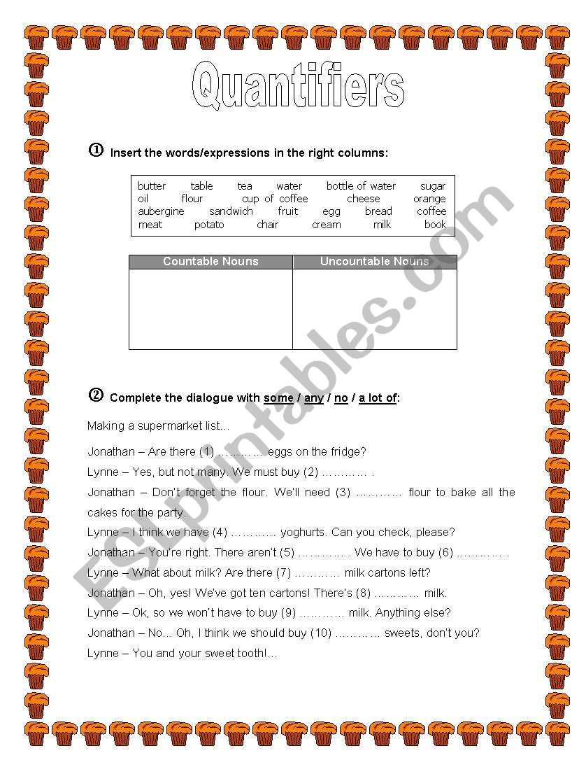 Quantifiers worksheet