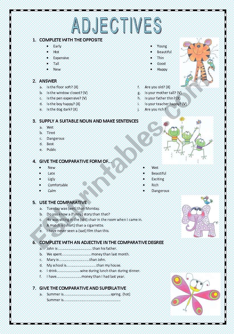 ADJECTIVES worksheet