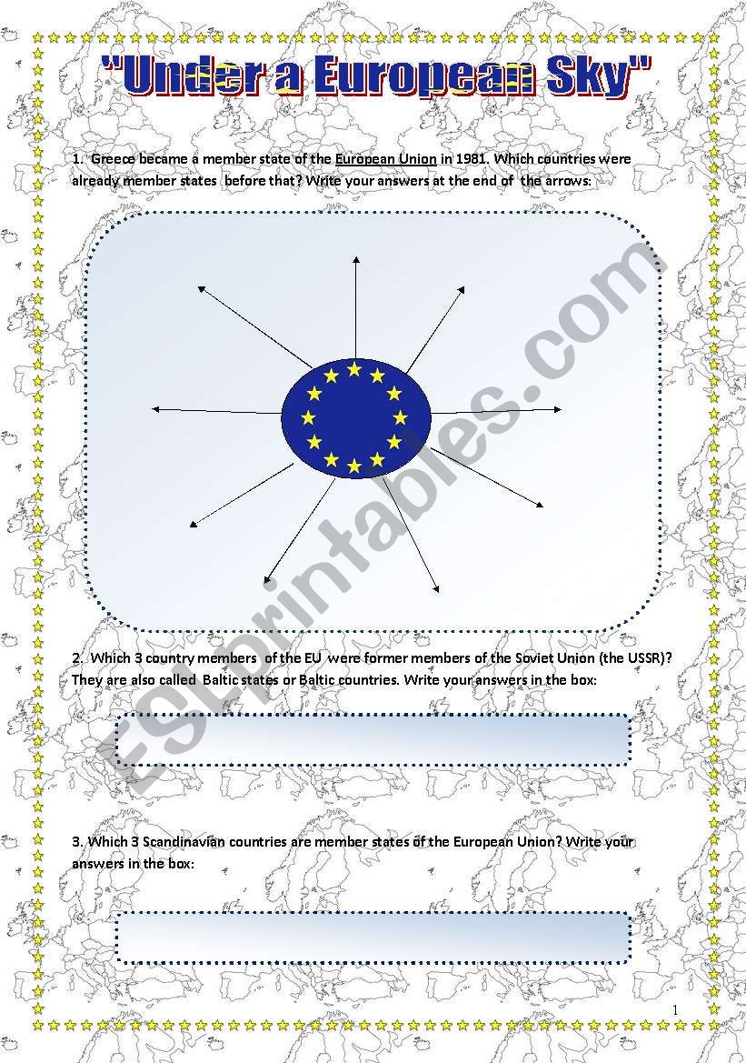UNDER A EUROPEAN SKY.1 worksheet