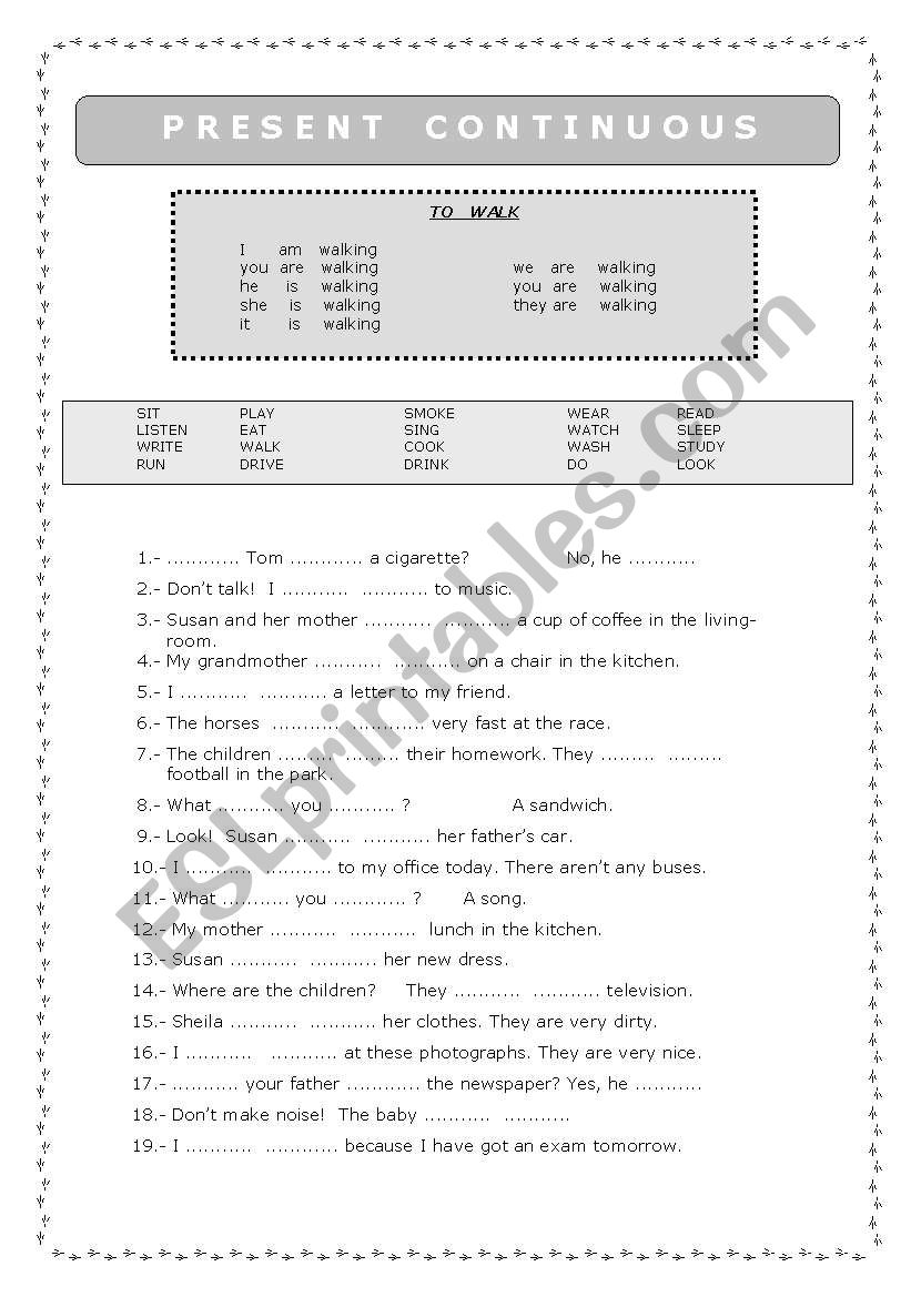 Present Continuous worksheet