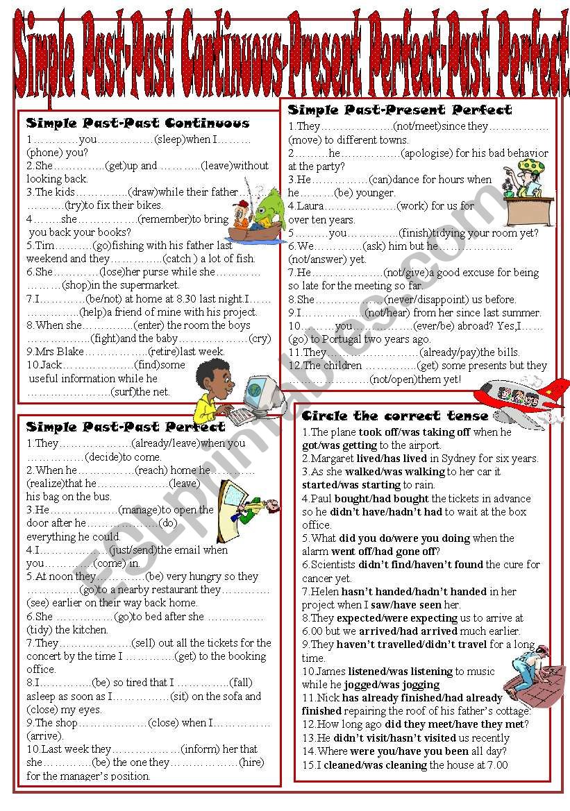 Tense Revision:Simple Past-Past Continuous-Present Perfect Simple-Past Perfect Simple