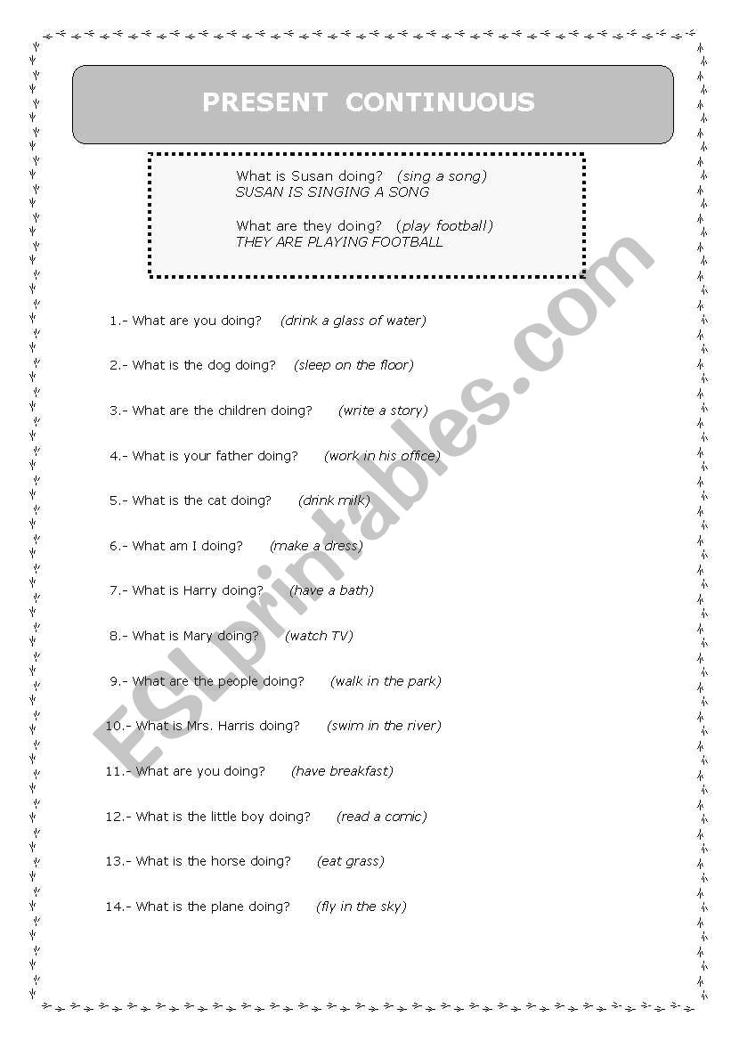 Present Continuous  worksheet