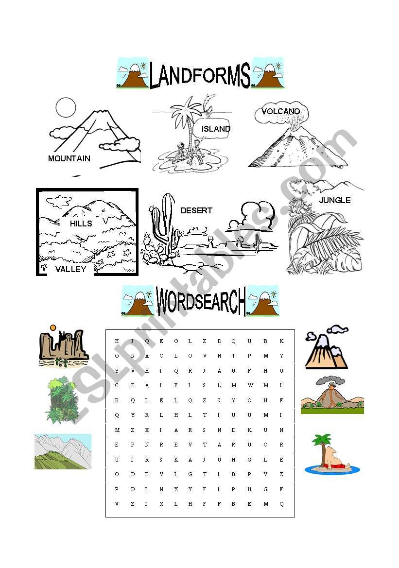 Landforms Printable Worksheets