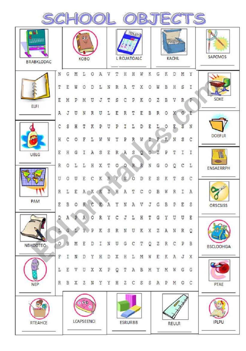 SCHOOL OBJECTS worksheet