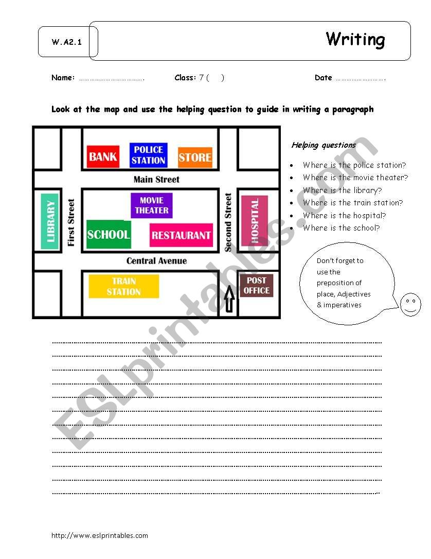 Giving Directions(Writing) worksheet