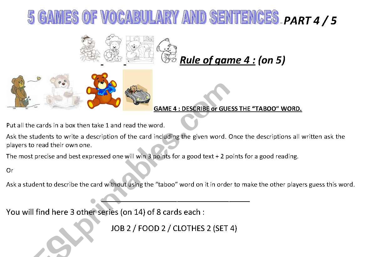 Games with words and sentences - Part  4 on 5