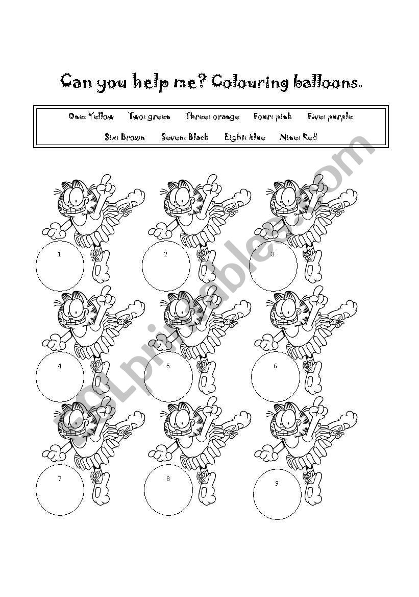 Colours and numbers worksheet