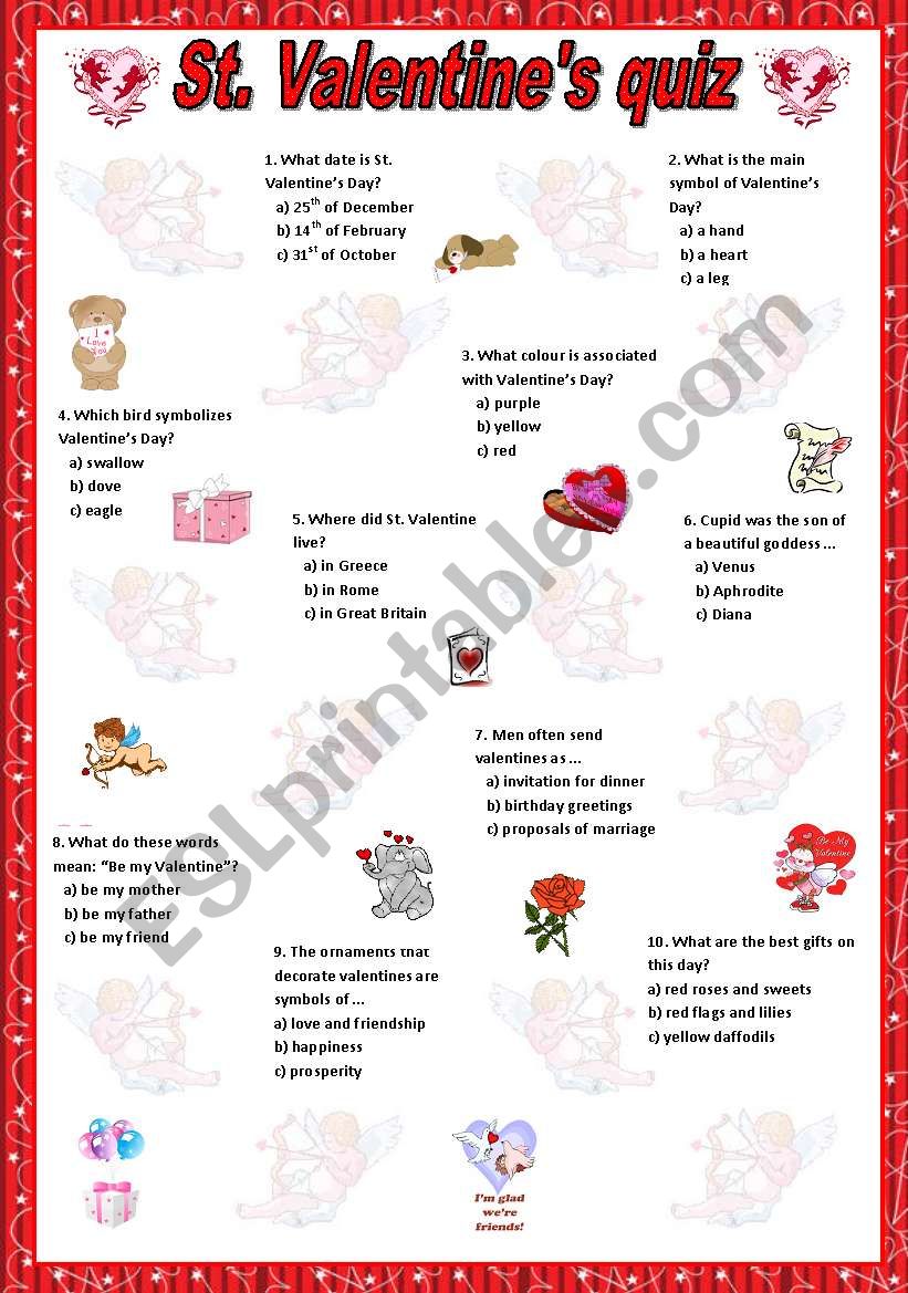 St.Valentines day worksheet