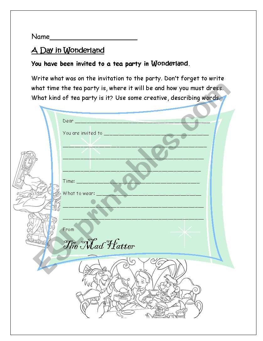 Writing Invitations worksheet