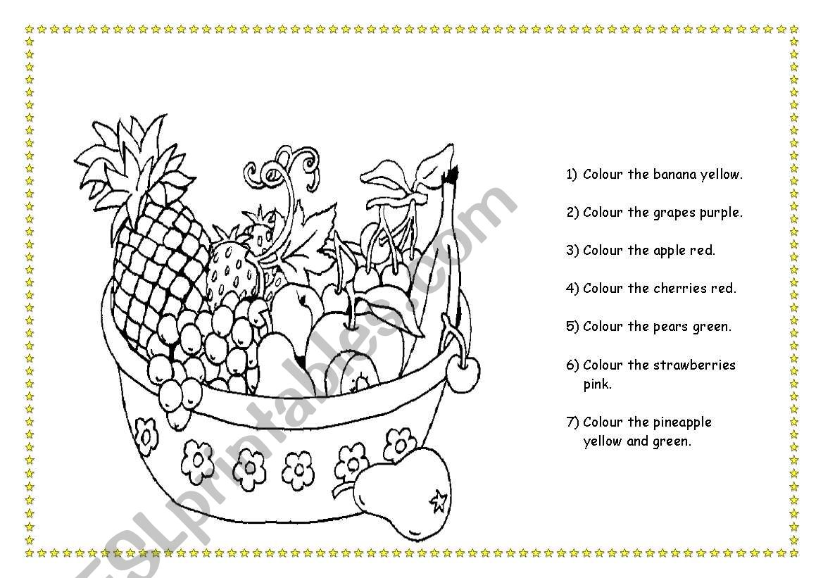 fruit colouring page worksheet