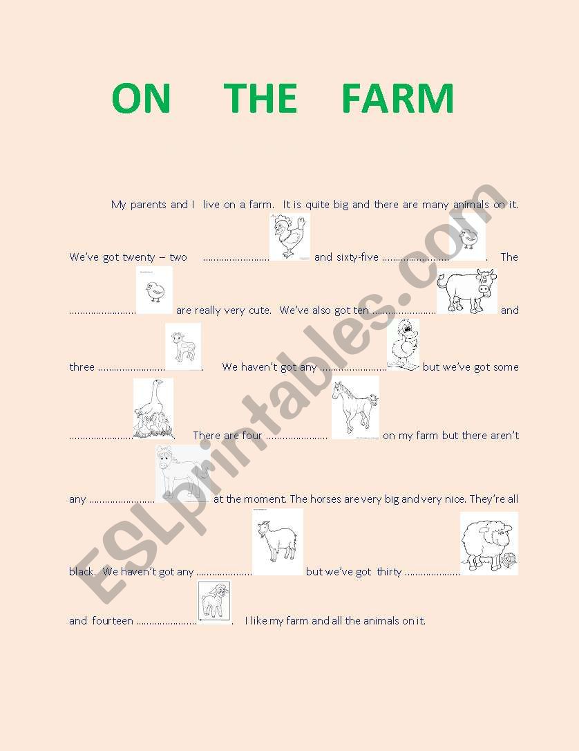 On the farm worksheet