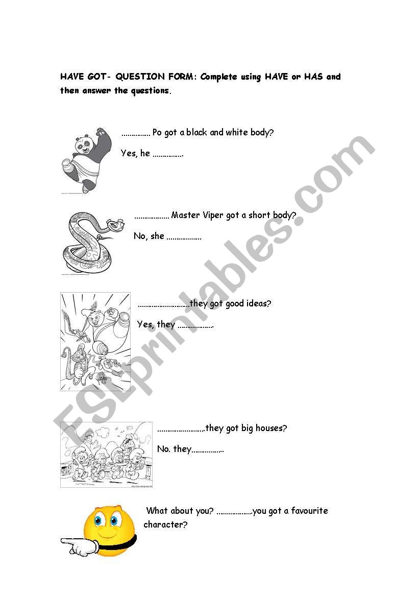 Have got- question form worksheet
