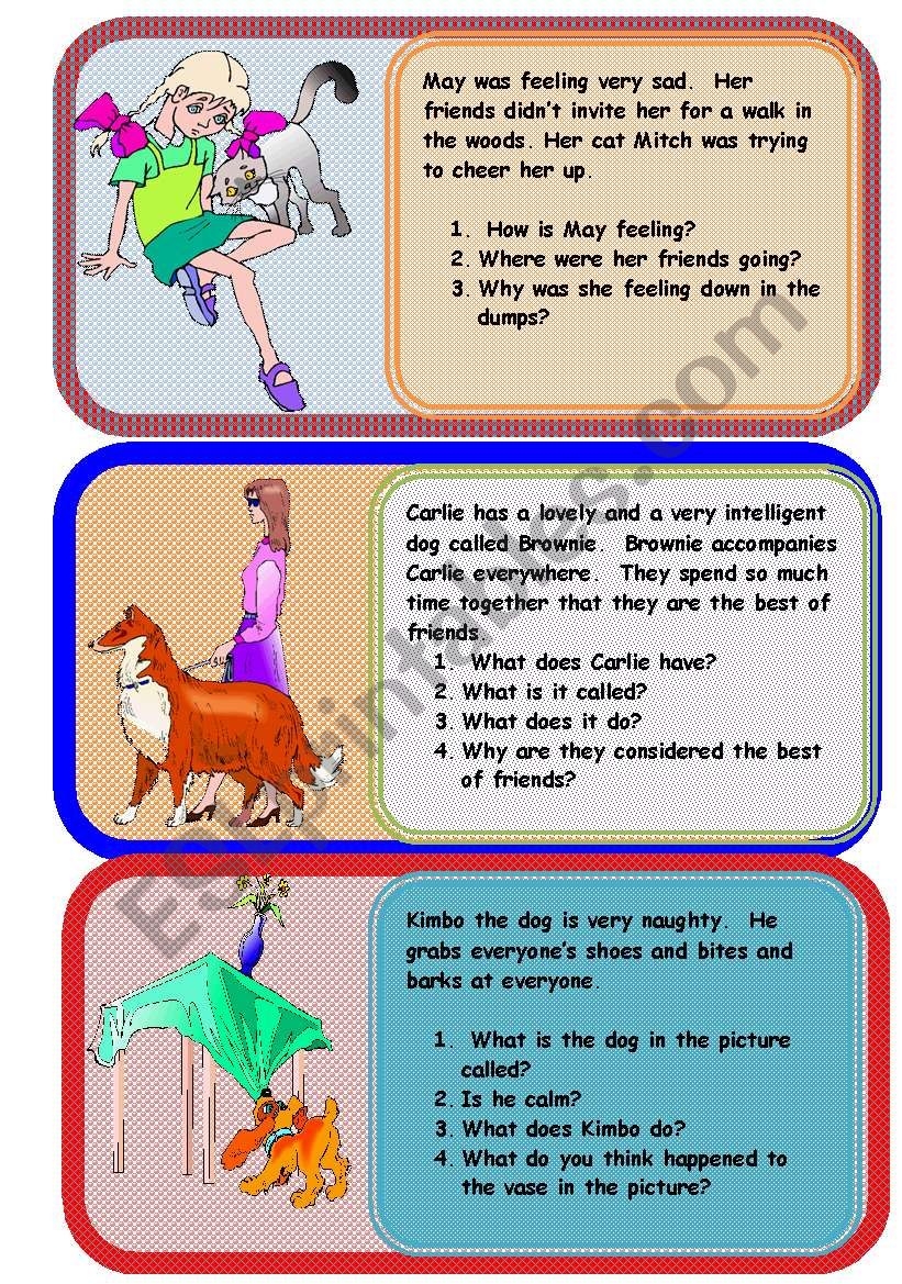 Mini comprehensions worksheet