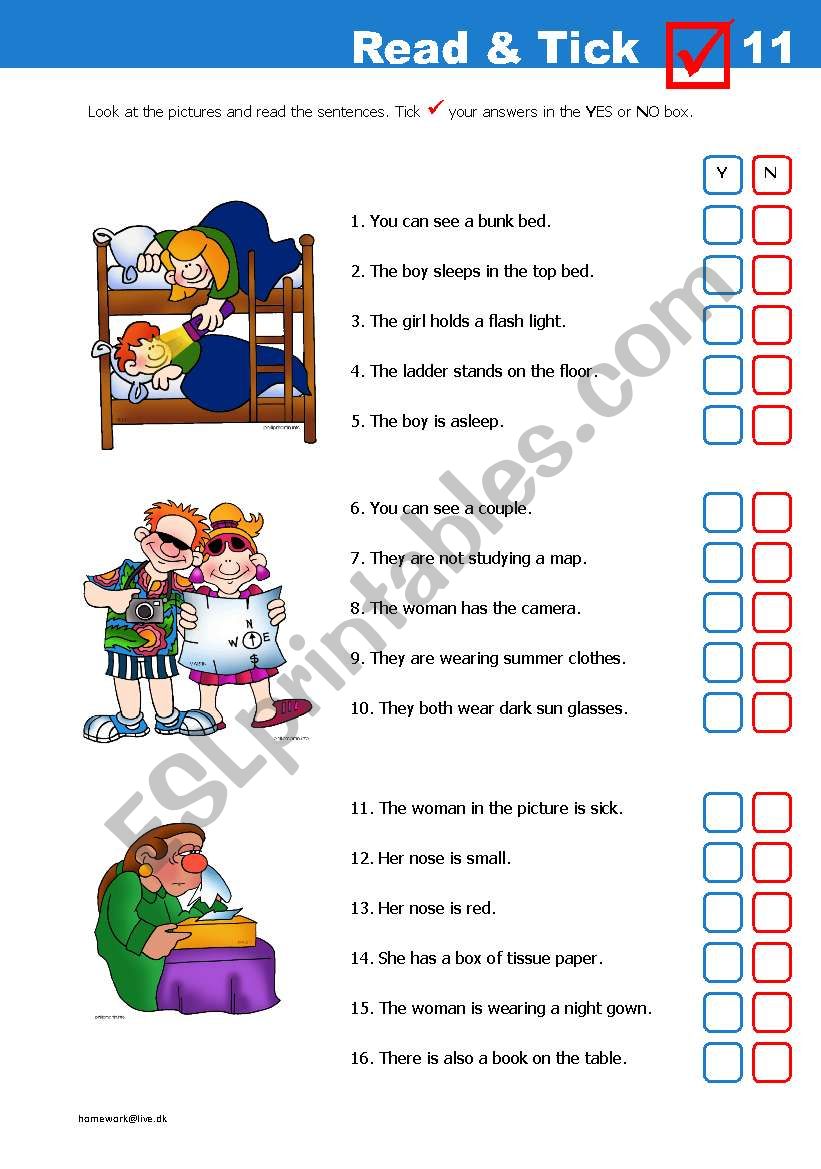 Read & Tick #11 worksheet