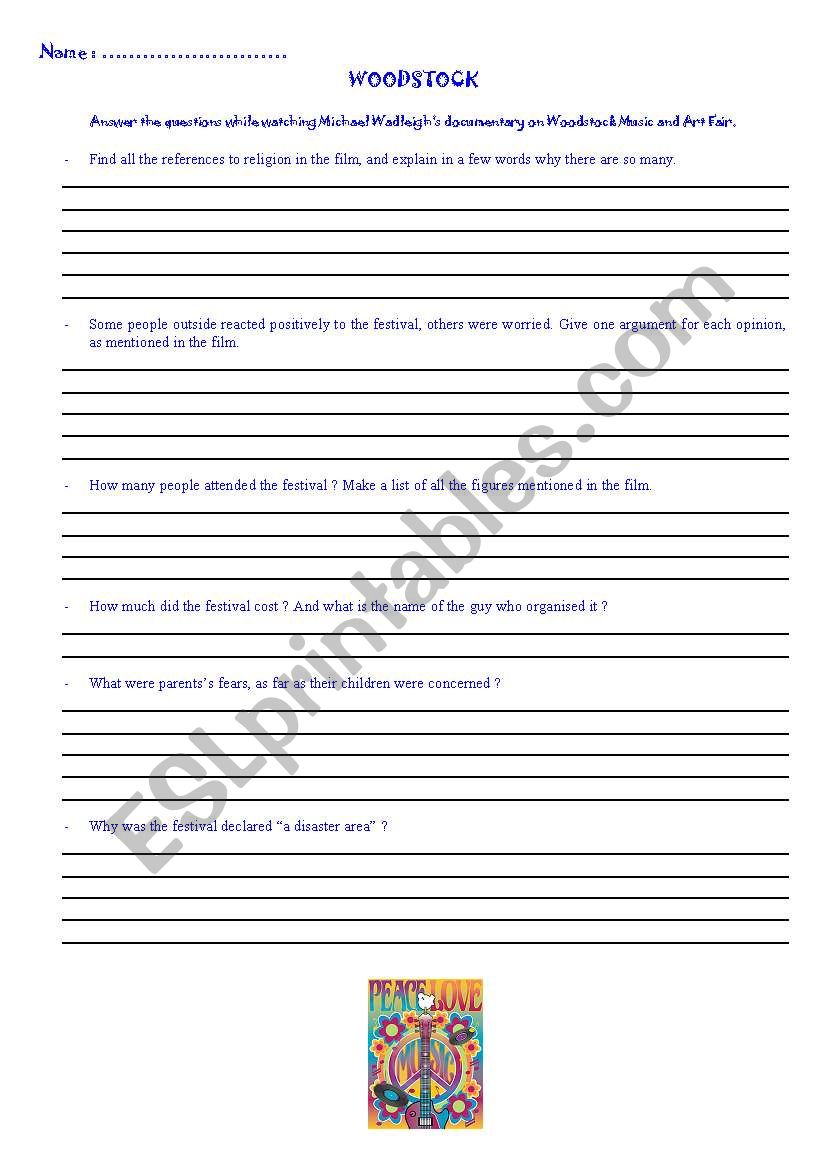 Woodstock worksheet