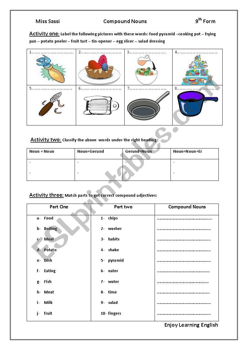 Compound Nouns worksheet