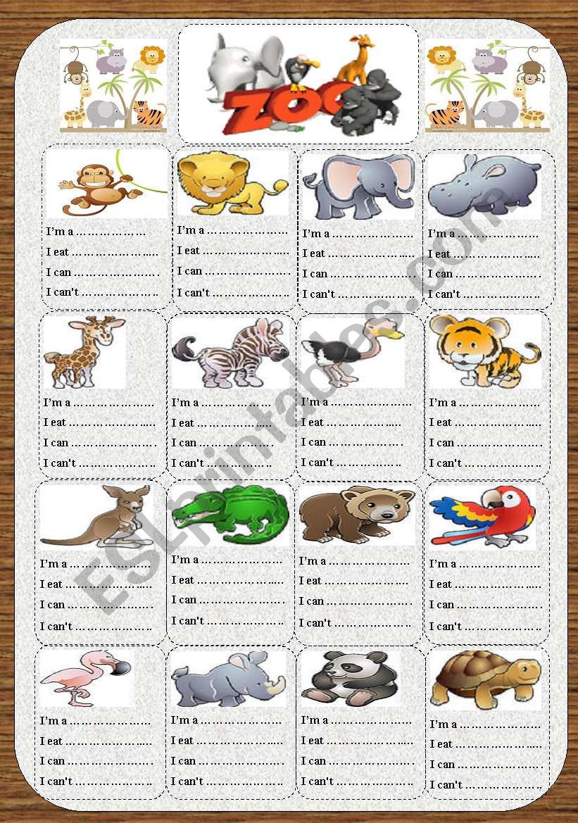 zoo animals worksheet