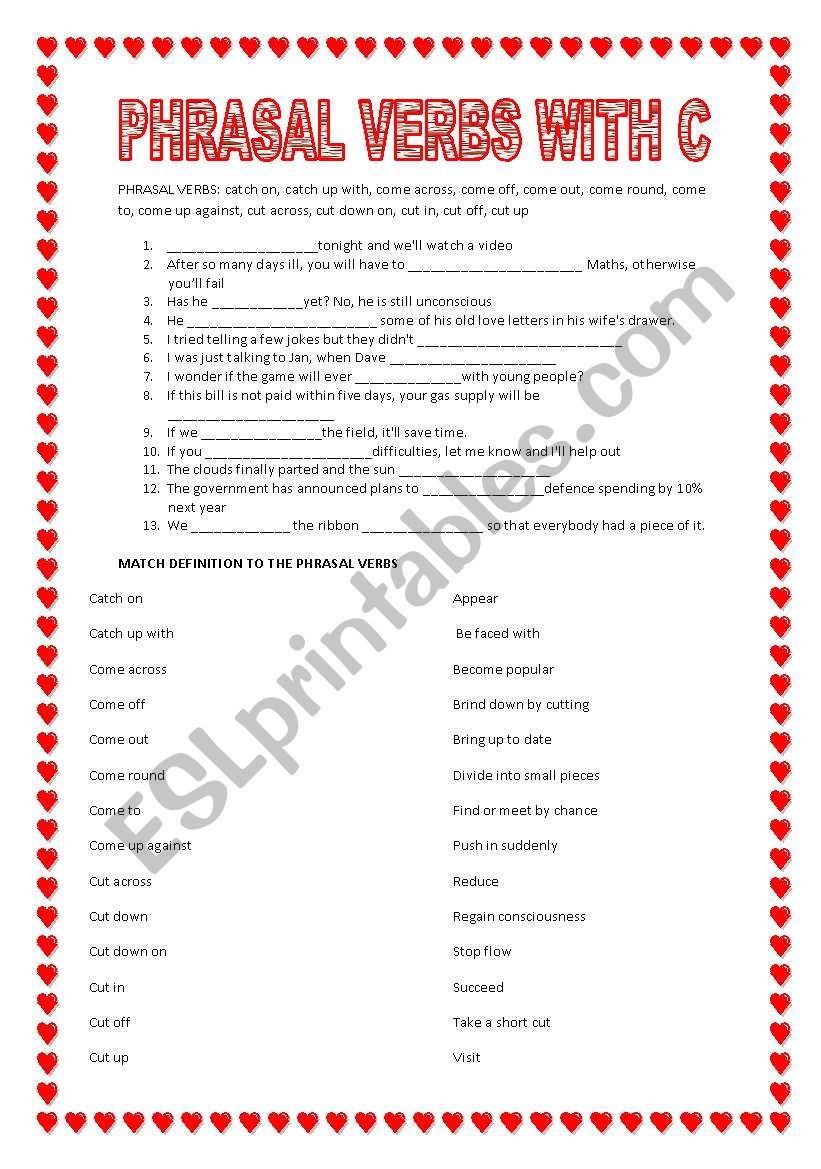 PHRASAL VERBS WITH C worksheet