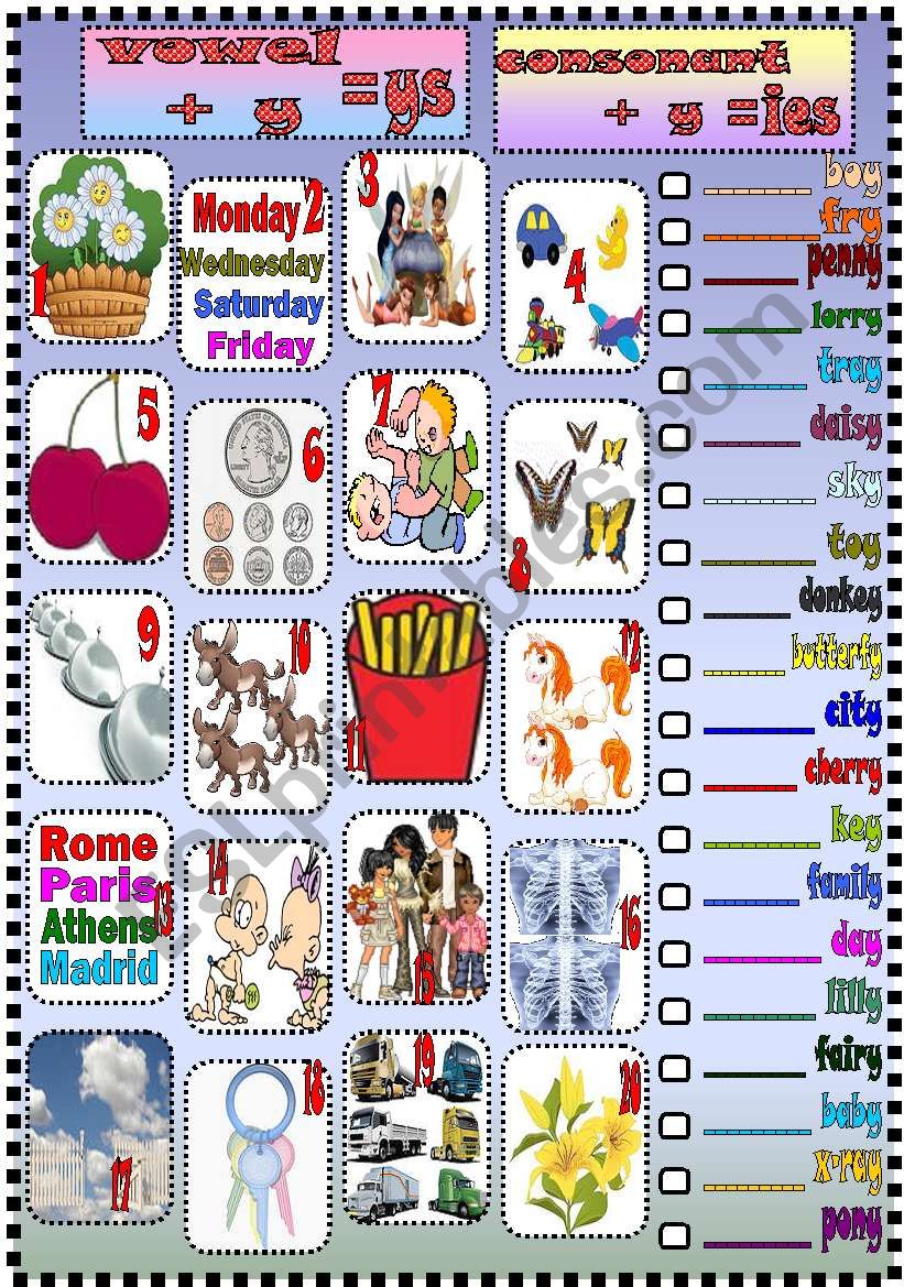 plural  -ies worksheet