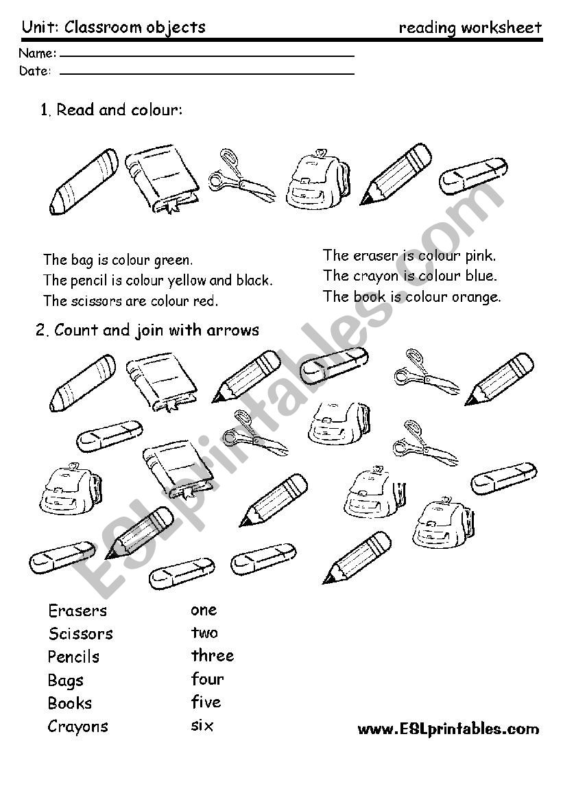 Classroom material: reading worksheet 2